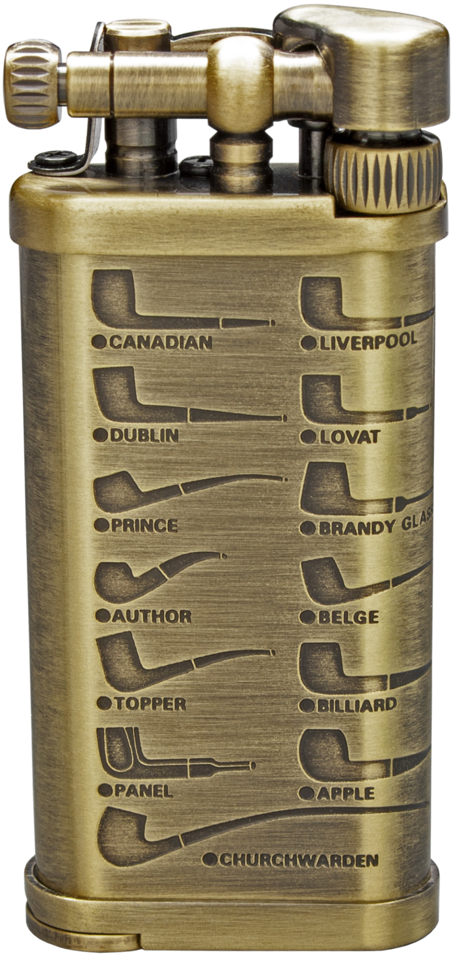 Im Corona Pipe lighter, Old boy, brass w. motives