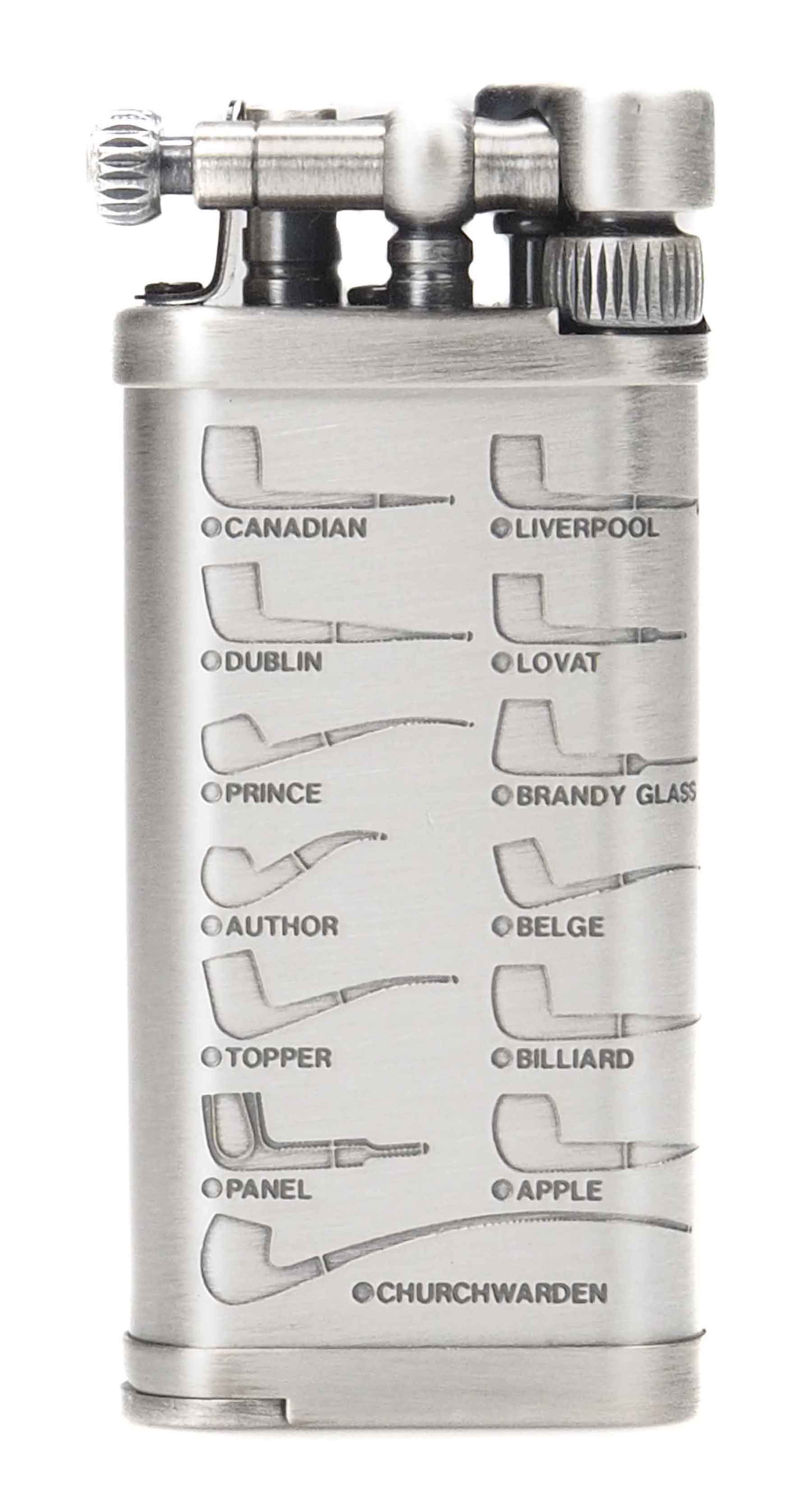 Im Corona pipe lighter, Old boy, pewter w. motives