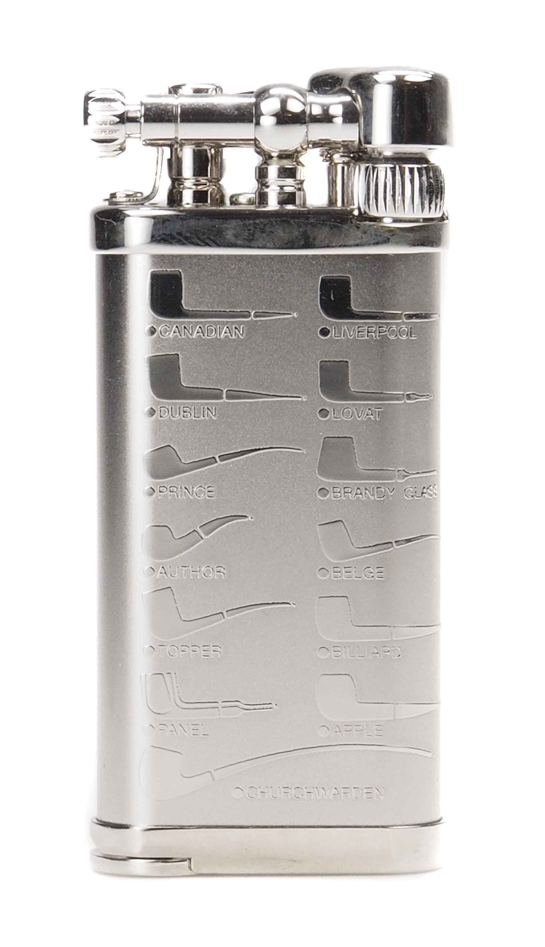 Im Corona Pipe lighter, Old boy, chrome w. motives