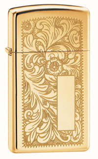 Zippo, Venetian, Poleret Messing, SLIM