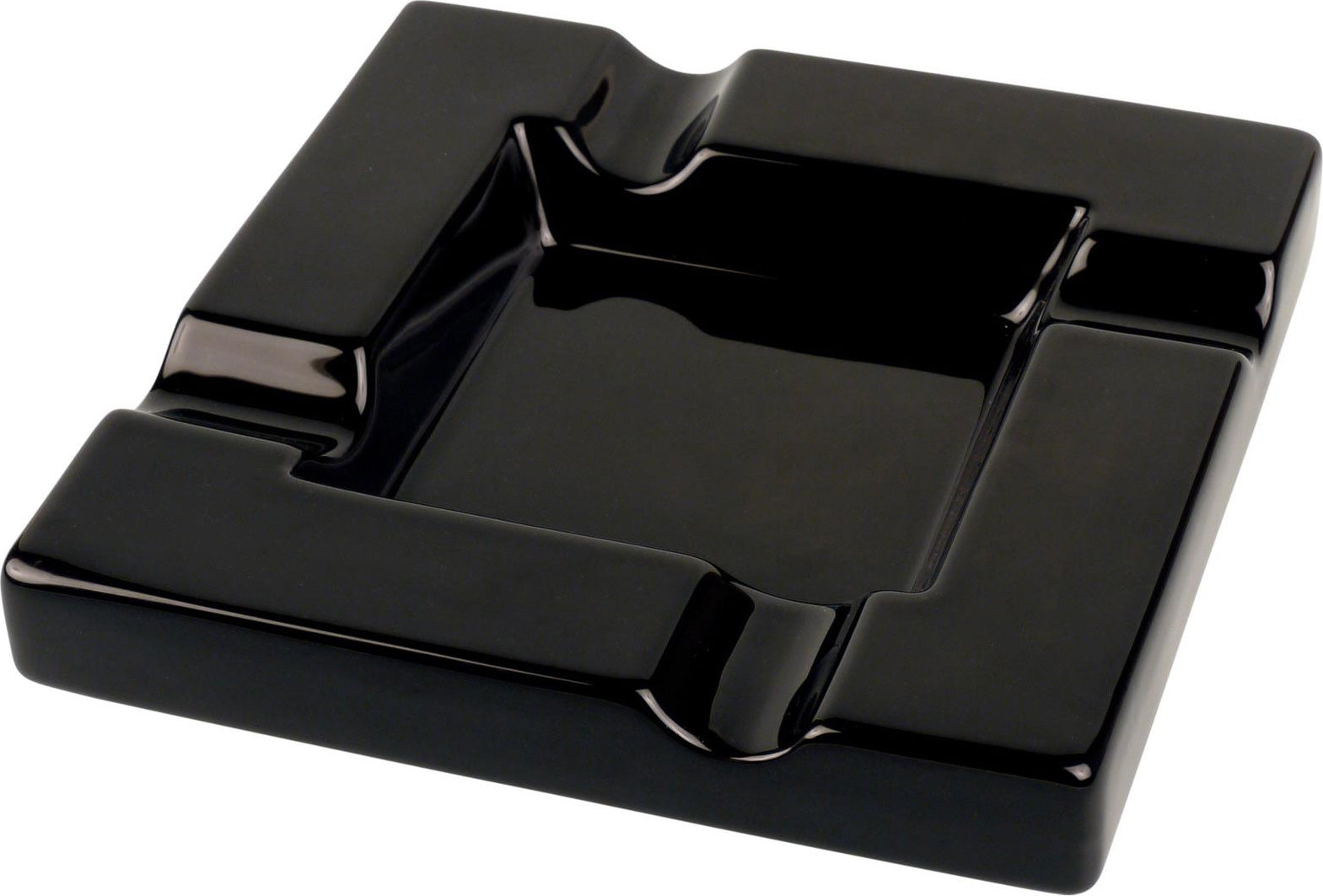 Ceramic Ashtray w. four rests, Black
