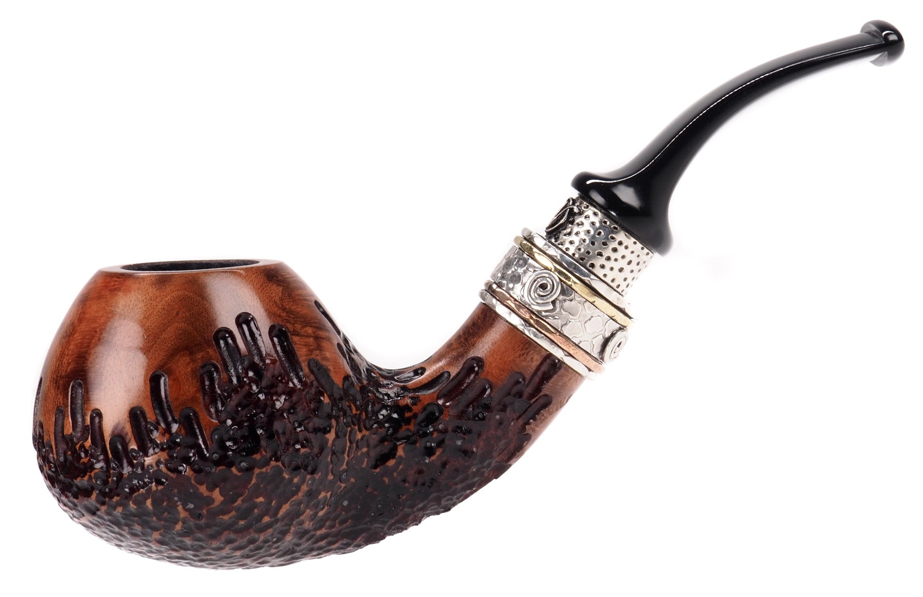 Nording Pipe, Double Silver Gr. 3 , Brandy