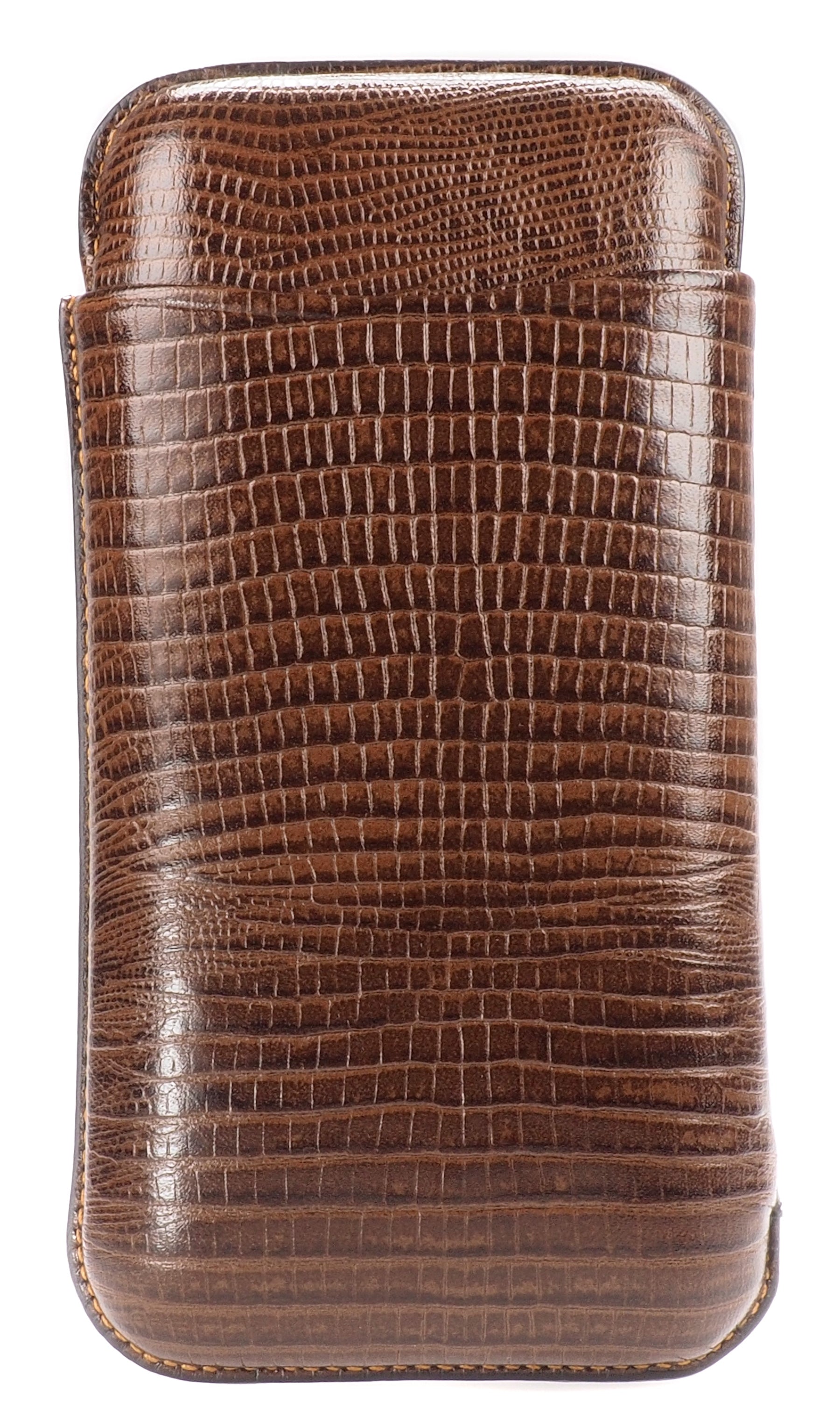 Martin Wess, Cigar Case, Lizard Brown - 3 Gigante