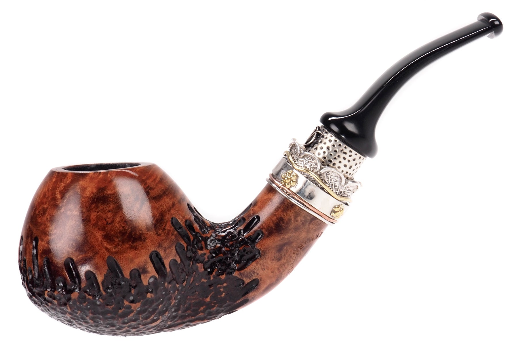 Nording Pipe, Double Silver Gr. 3 , Brandy