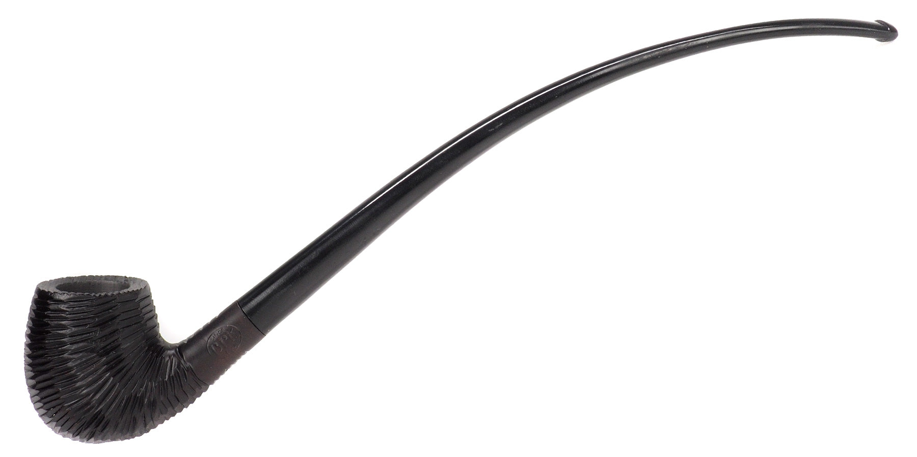 BPK Brushed Churchwarden Pipe, Bent Billard
